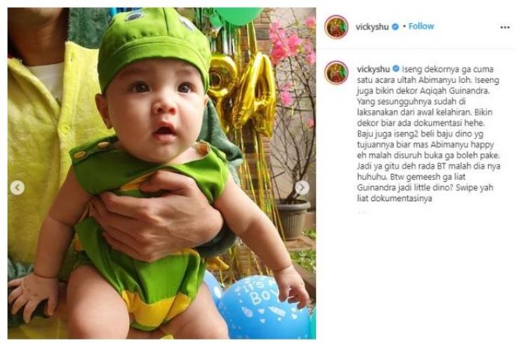 Momen ultah dan aqiqah sederhana anak Vicky Shu. (Instagram/@vickyshu)
