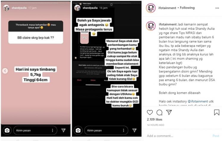 Postingan Shandy Aulia. (Instagram/@ifotainment)