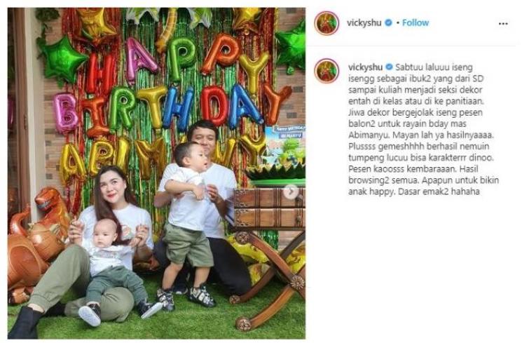 Momen ultah dan aqiqah sederhana anak Vicky Shu. (Instagram/@vickyshu)