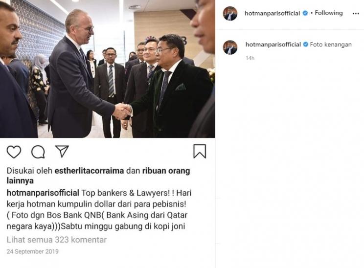 Postingan Hotman Paris. (Instagram/@hotmanparisofficial)