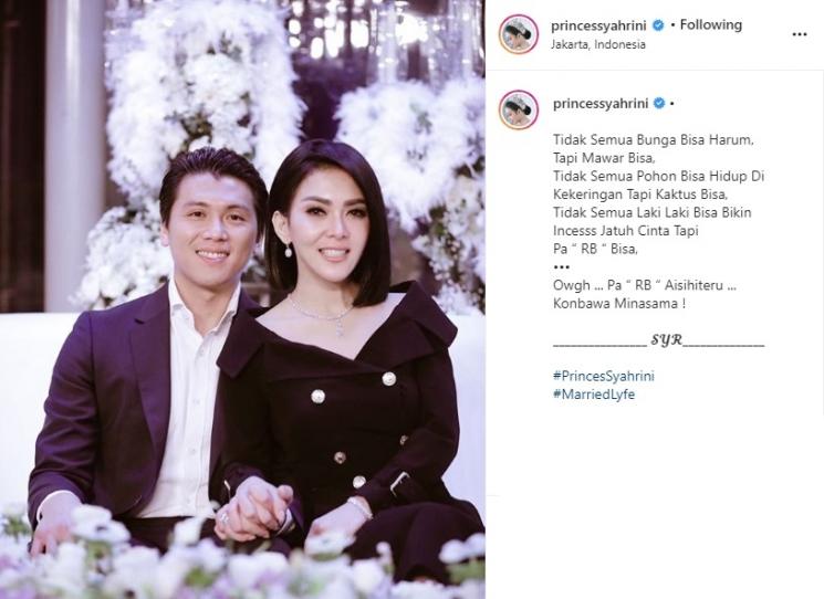 Syahrini dan Reino Barack. (Instagram/@princessyahrini)