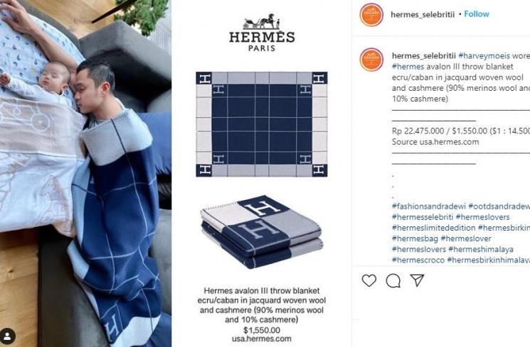 Harvey Moeis berselimut mewah. (Instagram/@hermes_selebritii)