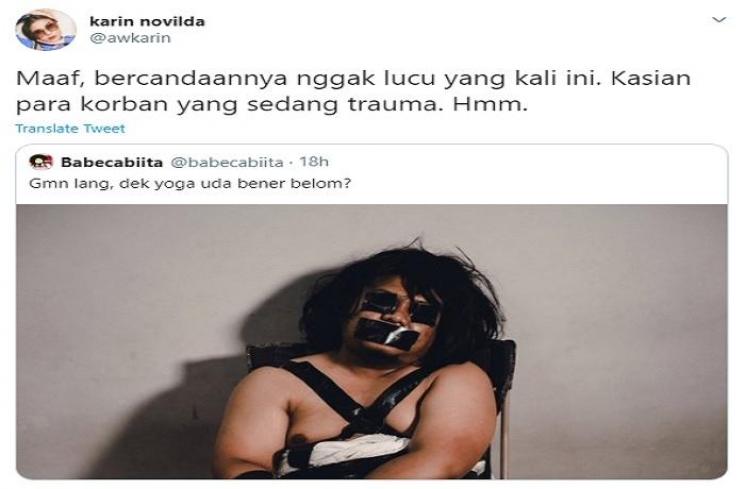 Awkarin komentari foto Babe Cabita (Twitter @awkarin)