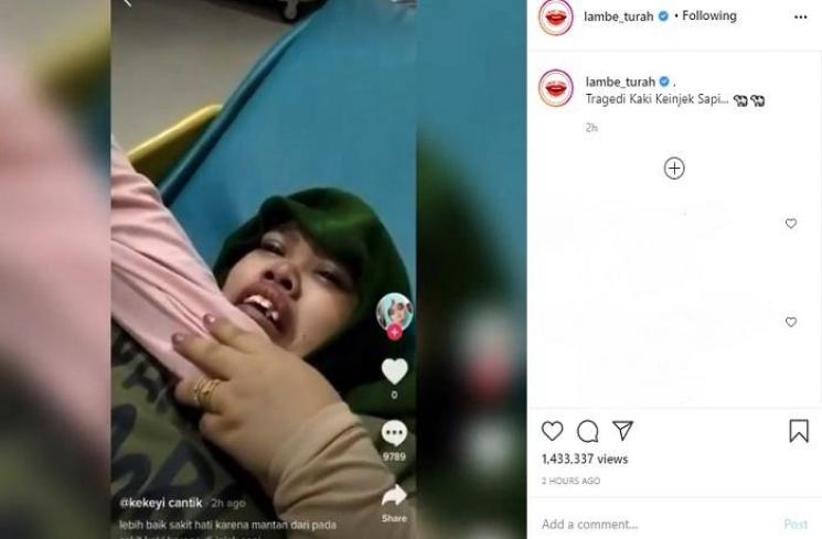 Kaki Rahmawati Kekeyi diinjak sapi (Instagram @lambe_turah)