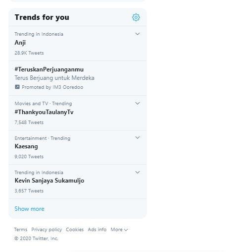 Anji trending topic di Twitter. (Twitter)