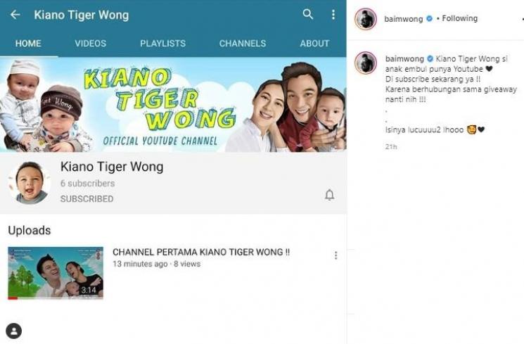 Channel YouTube Kiano Tiger Wong. (Instagram/@baimwong)
