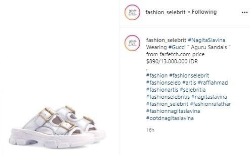 Sendal Nagita Slavina. (Instagram/@fashion_selebrit)