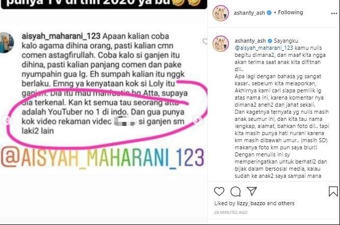 Ashanty umbar foto pelaku fitnah Aurel Hermansyah. (Instagram/@ashanty_ash)