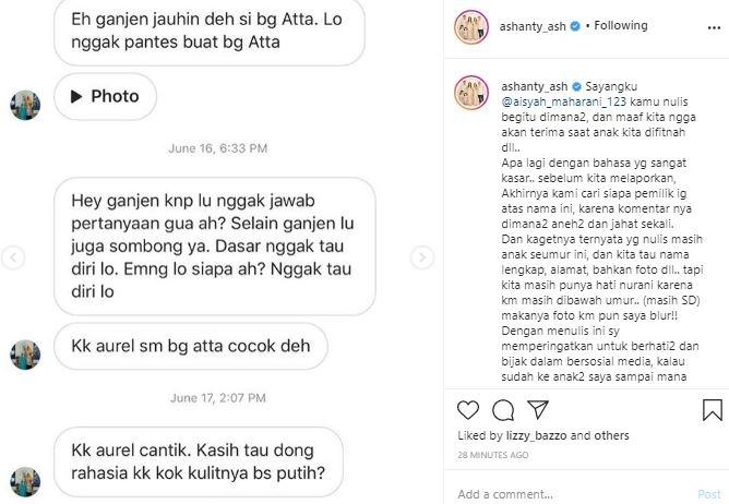 Ashanty umbar foto pelaku fitnah Aurel Hermansyah. (Instagram/@ashanty_ash)