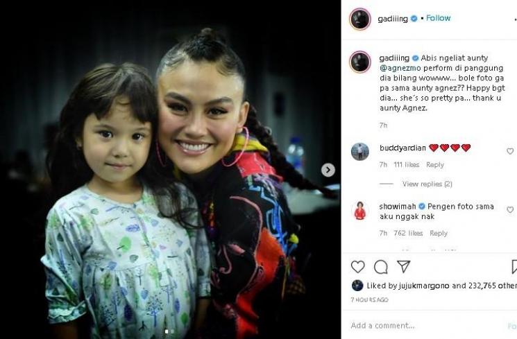Gempi foto bareng Agnez Mo. (Instagram/@gadiiing)