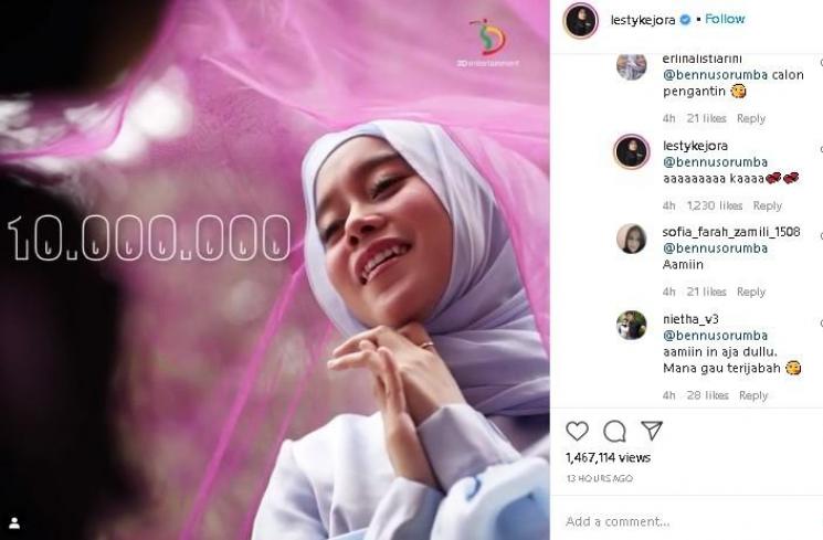Lesty disapa calon pengantin. (Instagram/@lestykejora)