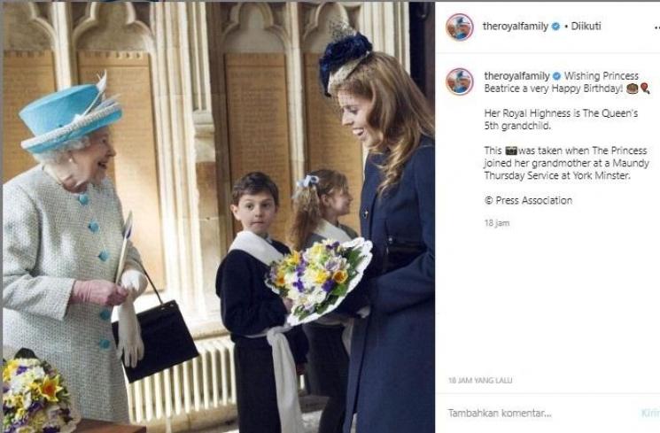 Sang Ratu mengucapkan selamat ulang tahun kepada Putri Beatrice (Instagram/TheRoyalFamily))