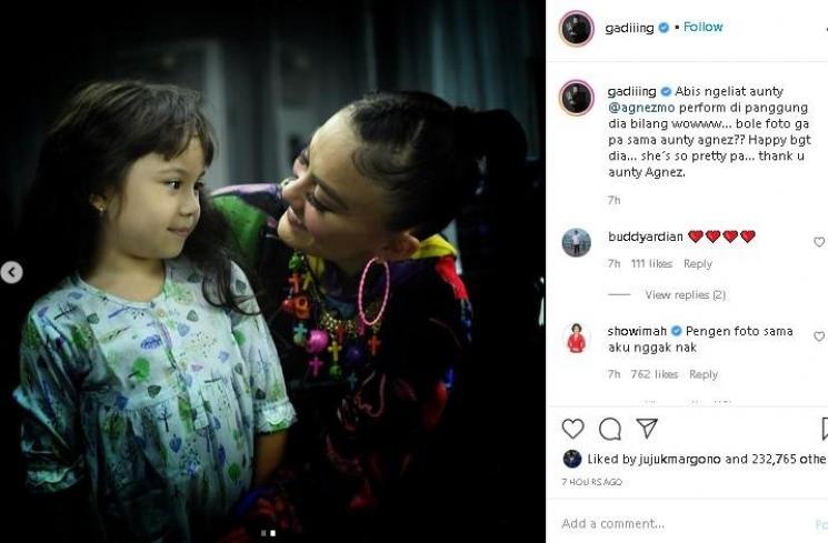 Gempi foto bareng Agnez Mo. (Instagram/@gadiiing)