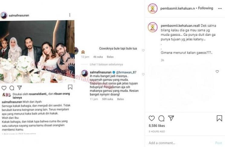 Pacar bule Salmafina Sunan dinyinyiri tua (Instagram @pembasmii.kehaluan.reall)