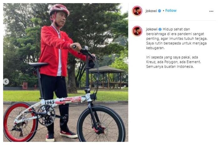Gaya sepeda Presiden Joko Widodo. (Instagram/@jokowi)
