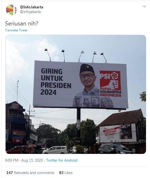 Baliho Giring Ganesha bikin heboh netizen [Twitter/@infojakarta]