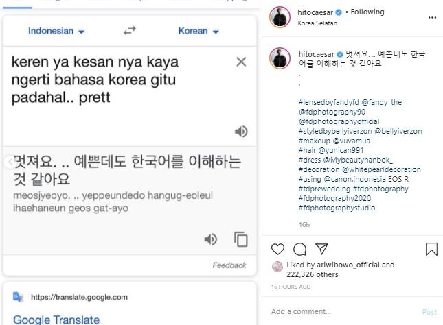 Postingan Hito Caesar. (Instagram/@hitocaesar)