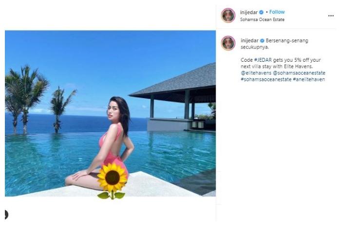 Jessica Iskandar liburan ke Bali. (Instagram/@Inijedar)
