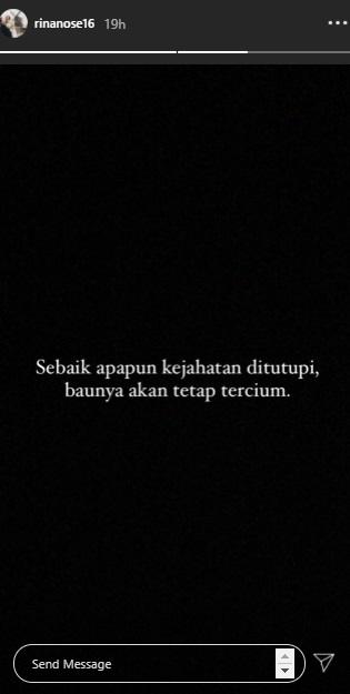Instagram Story Rina Nose. (Instagram/@rinanose16)