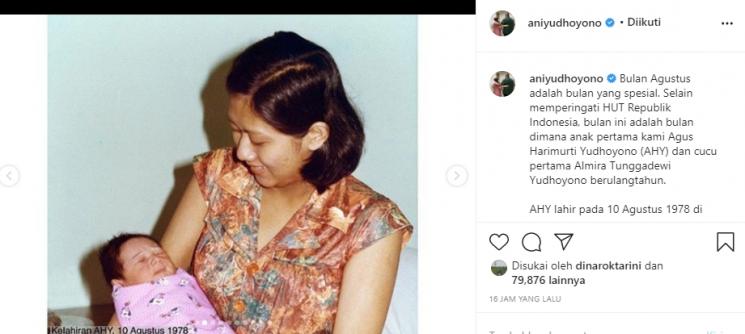 SBY Kenang Lahirnya AHY dan Almira (Instagram/@aniyudhoyono)
