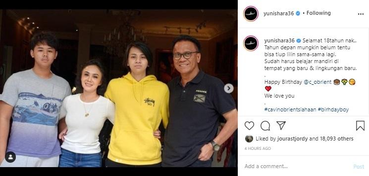 Cavin Obrient ulang tahun ke-18. (Instagram/@yunishara36)