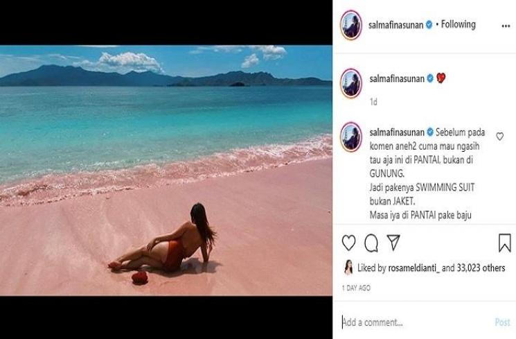 Salmafina Sunan dicibir urat malunya sudah putus (Instagram @salmafinasunan)