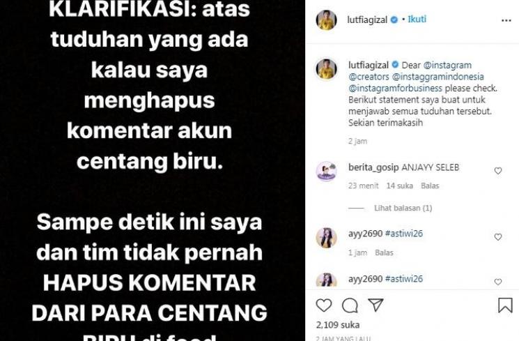Unggahan Lutfi Agizal [Instagram/@lutfiagizal]