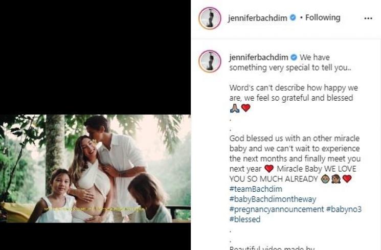 Jennifer Bachdim umumkan hamil anak ketiga. (Instagram/@jenniferbachdim)
