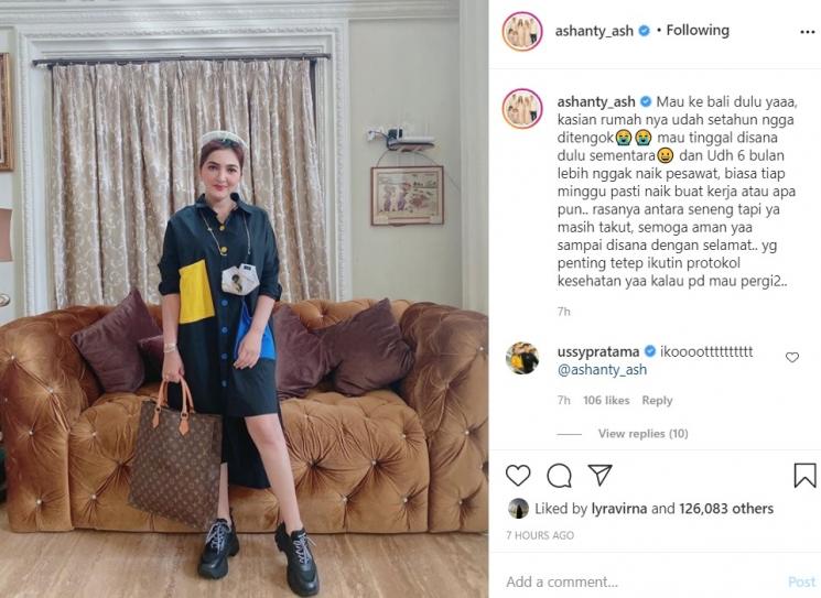 Ashanty sampaikan keinginannya hijrah ke Bali untuk sementara. [Instagram]