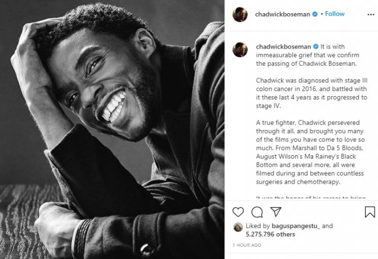 Chadwick Boseman meninggal dunia (Instagram/@chadwickboseman)