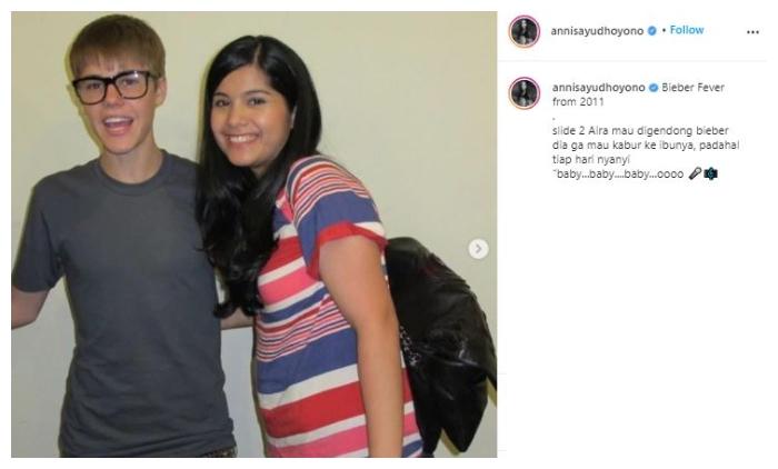 Annisa Pohan dan Justin Bieber. (Instagram/@annisayudhoyono)