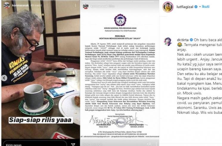 Dokter Tirta komentar di postingan Lutfi Agizal (Instagram/@lutfiagizal)