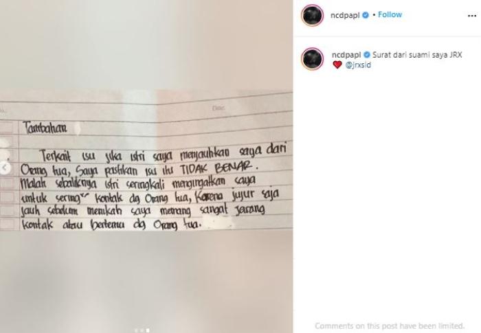 Surat Jerinx SID. (Instagram/@ncdpapl)