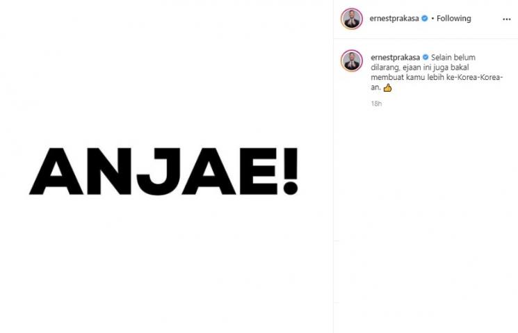 Postingan Ernest Prakasa. (Instagram/@ernestprakasa)