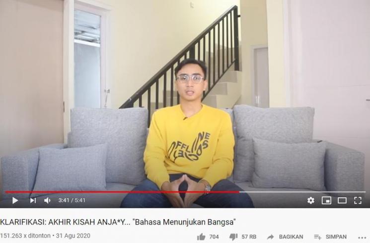 Lutfi Agizal meminta maaf lewat channel YouTube-nya