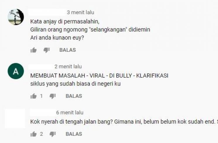 Komentar netizen terkait permintaan maaf Lutfi Agizal