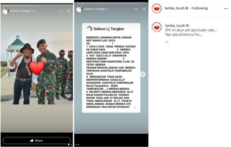 Akun diduga milik ayah Nagita Slavina. (Instagram/@lambe_turah)