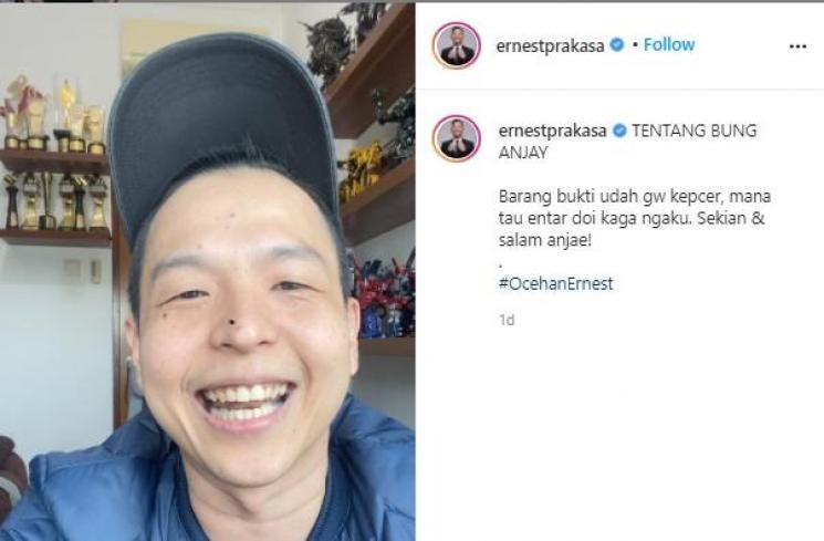 Ernest Prakasa saat sebut Lutfi Agizal hanya jualan (instagram.com/ernestprakasa)