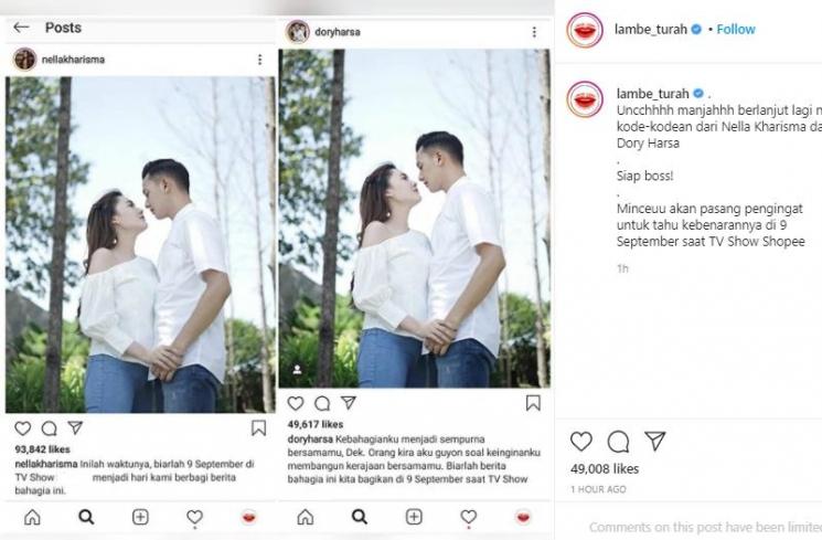 Nella dan Dory unggah foto mesra (Instagram.com/lambe_turah)
