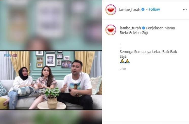 Klarifikasi Nagita Slavina (Instagram.com/lambe_turah)
