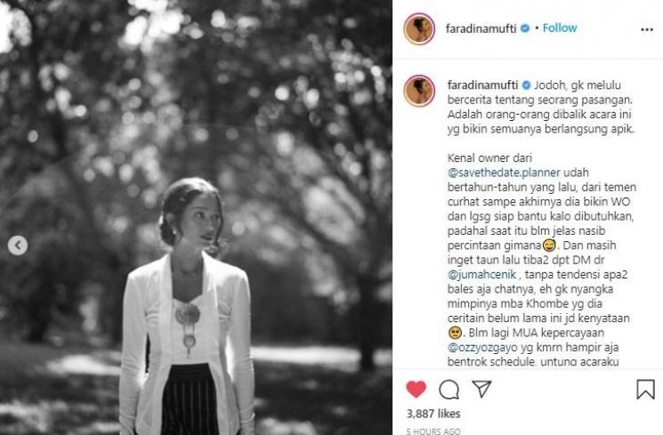 Faradina Mufti saat lamaran (Instagram.com/faradinamufti)
