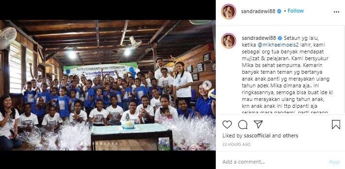 Momen ultah anak kedua Sandra Dewi. (Instagram/@sandradewi88)