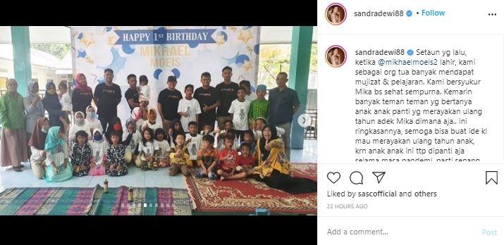 Momen ultah anak kedua Sandra Dewi. (Instagram/@sandradewi88)