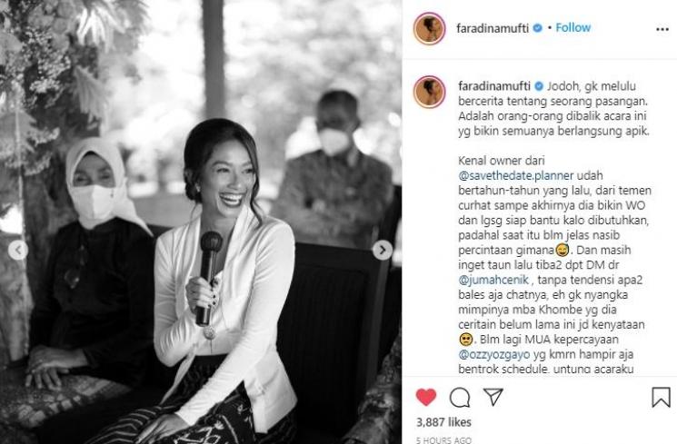 Faradina Mufti saat lamaran (Instagram.com/faradinamufti)