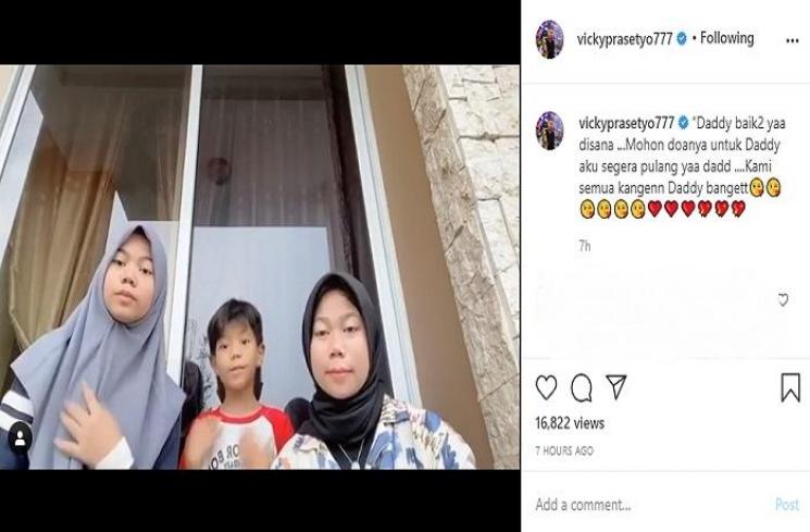 Anak-anak Vicky Prasetyo mengutarakan kerinduan (Instagram @vickyprasetyo777)