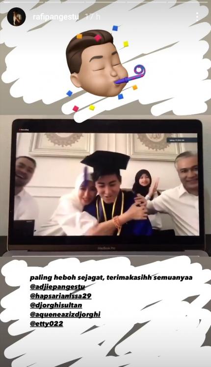 Adjie Pangestu, Annisa Trihapsari dan Sultan Djorghi Hadiri wisuda anak (Instagram/@rafipangestu)