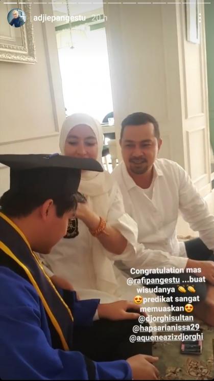 Adjie Pangestu, Annisa Trihapsari dan Sultan Djorghi Hadiri wisuda anak (Instagram/@adjiepangestu)
