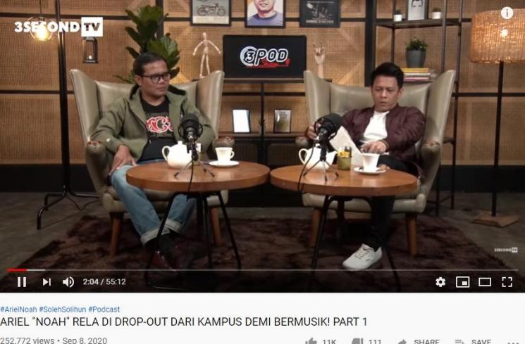 Ariel saat diwawancarai oleh Soleh Solihun (Youtube.com/3SecondTV)