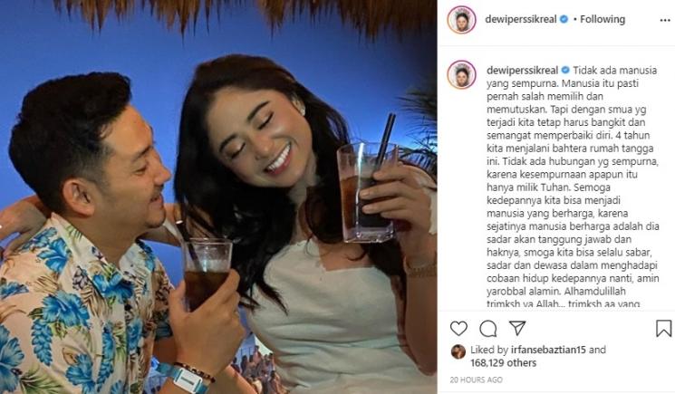 Dewi Perssik dan suaminya, Angga Wijaya. (Instagram/@dewiperssikreal)
