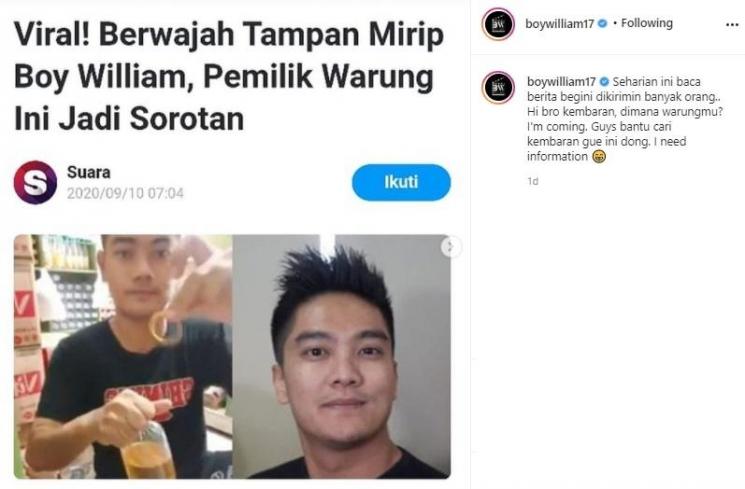 Boy William cari kembarannya. (Instagram/@boywilliam17)